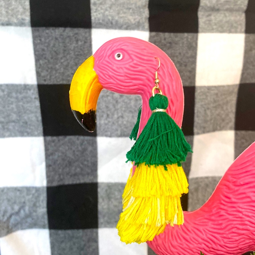Lucky Bummer,corn,  3.5 in, yellow, green, earrings*pierced*
